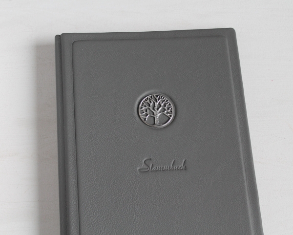 Stammbuch ♥LEBENSBAUM♥ aus Nappaleder, DIN A5, grau